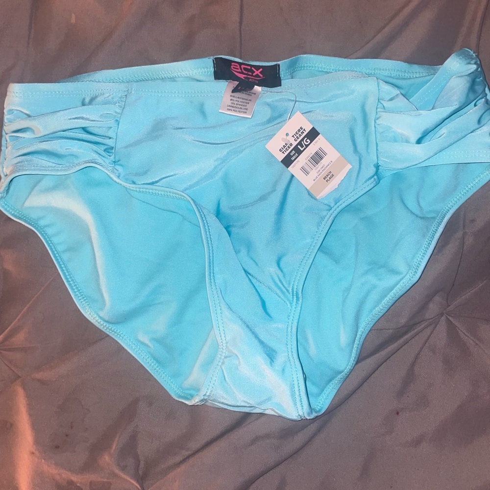Blue bathing suit bottoms - size large - never worn
